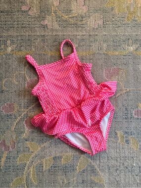 Girls‎ Pink Gingham Ruffle One-Piece Swimsuit Bathing Suit